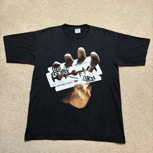 Vtg 90s Judas Priest British Steel Shirt Mens XL Black Metal Band Tee All Sport